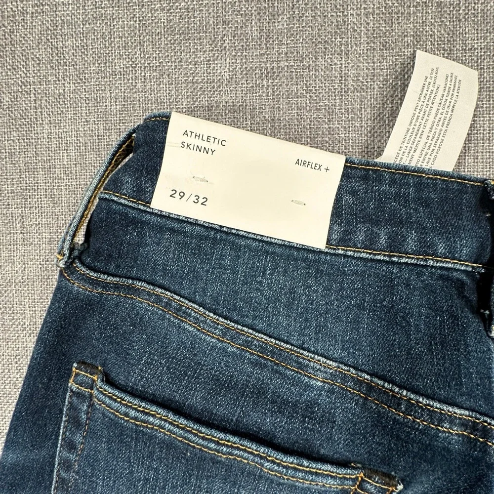 American Eagle Athletic Skinny Jeans Mens 29x32 Dark Wash Airflex Stretch NEW